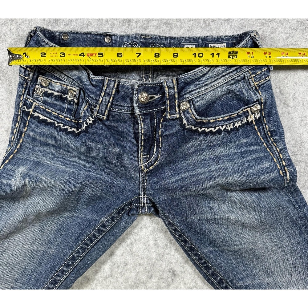 Miss Me Bootcut Jeans Womens 26 Blue Dark Wash Embroidered Rhinestone Denim - Picture 16 of 16